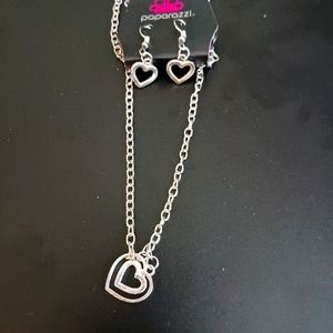 Heart necklace and earring set